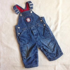 6-12mo Fleece lined overalls
